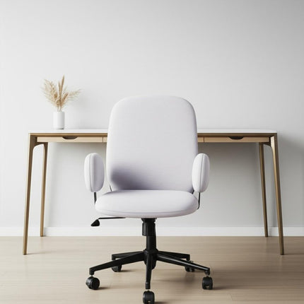 Beige and Black Adjustable Height Swivel Rolling Office Chair HomeRoots