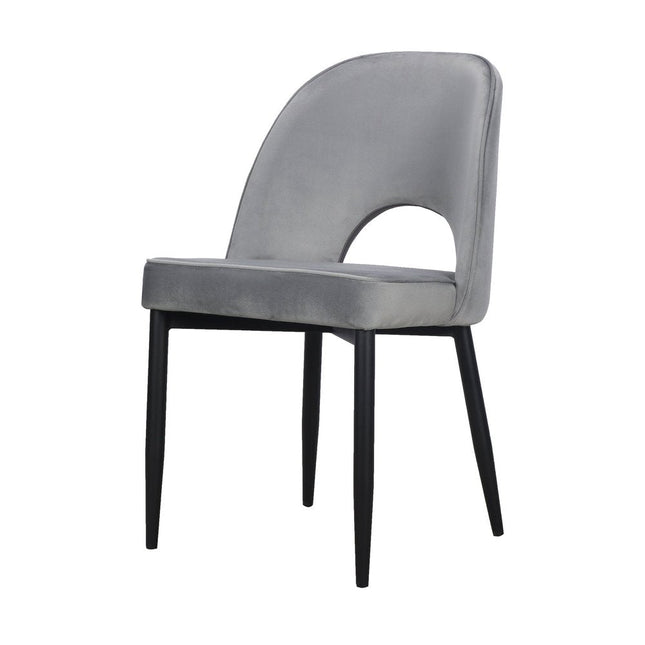 Set of Two Gray Slipcovered Velvet Dining Side Chairs HomeRoots