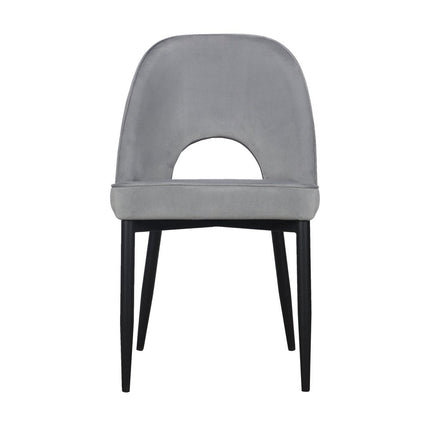 Set of Two Gray Slipcovered Velvet Dining Side Chairs