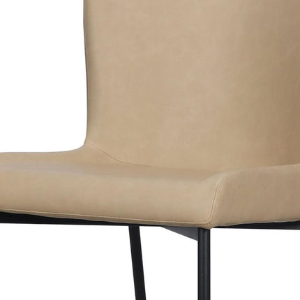 Set of Two Sand Faux Leather Dining Side Chairs