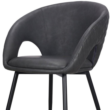 Set of Two Dark Gray Faux Leather Dining Arm Chairs