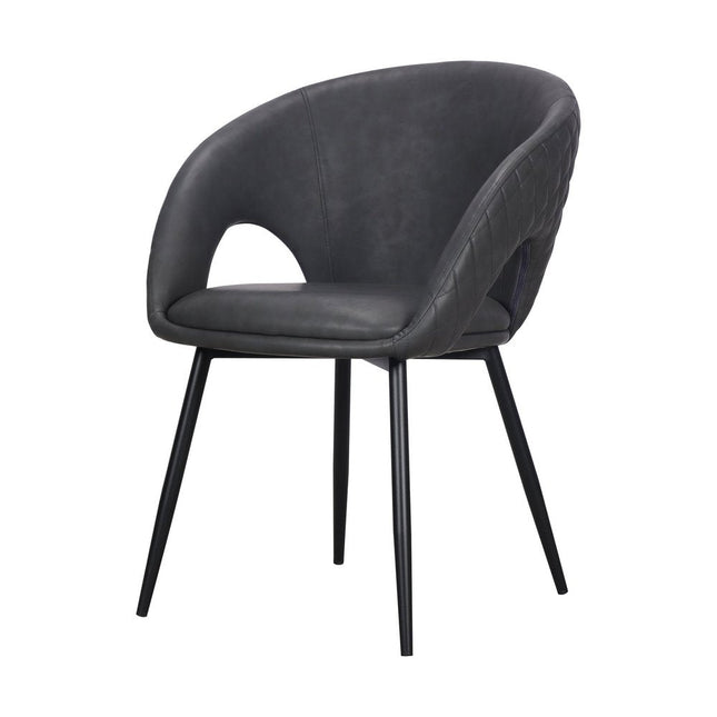 Set of Two Dark Gray Faux Leather Dining Arm Chairs HomeRoots