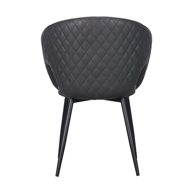 Set of Two Dark Gray Faux Leather Dining Arm Chairs HomeRoots