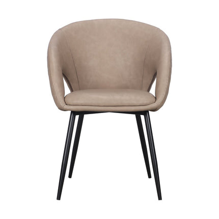 Set of Two Light Gray Slipcovered Faux Leather Dining Arm Chairs