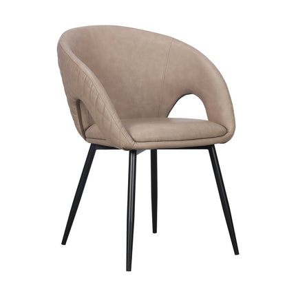 Set of Two Light Gray Slipcovered Faux Leather Dining Arm Chairs