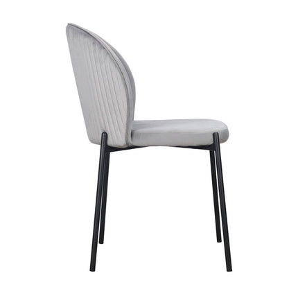 Set of Two Gray Velvet Dining Side Chairs