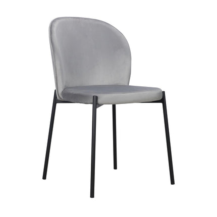 Set of Two Gray Velvet Dining Side Chairs