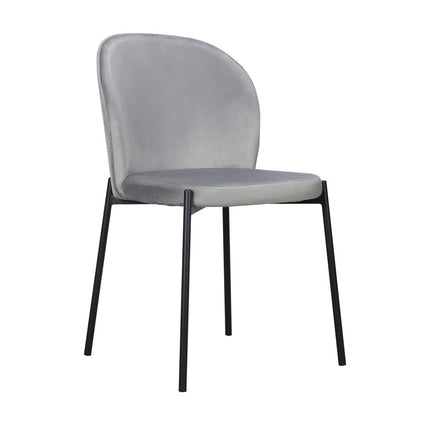 Set of Two Gray Velvet Dining Side Chairs