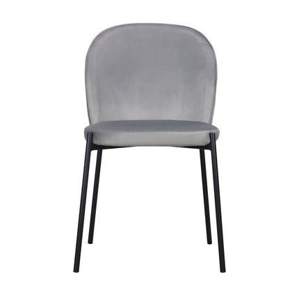 Set of Two Gray Velvet Dining Side Chairs