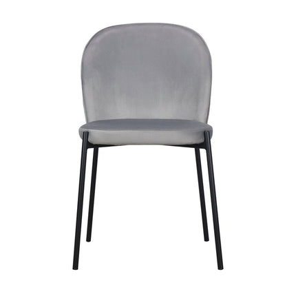 Set of Two Gray Velvet Dining Side Chairs