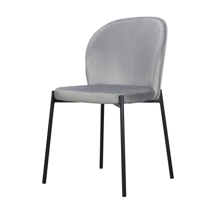 Set of Two Gray Velvet Dining Side Chairs