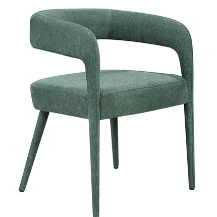 Set of Two Green Upholstered Linen Open Back Dining Side Chairs HomeRoots