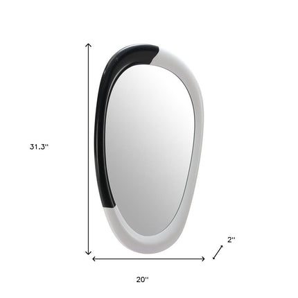 31" Black And White Steel Oval Geometric Framed Accent Mirror
