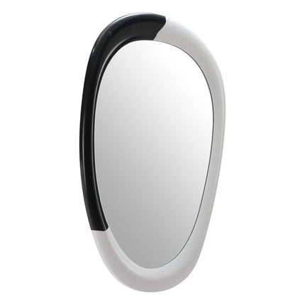 31" Black And White Steel Oval Geometric Framed Accent Mirror