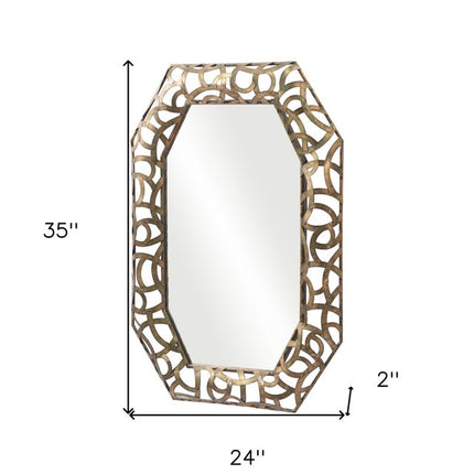 35" Bronze Octagonal Steel Framed Accent Mirror