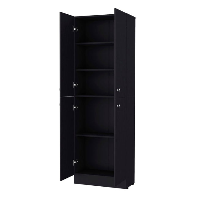 12" Black Wood Pantry Or Storage Closet HomeRoots