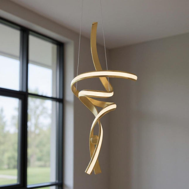 Gold Two Light Metal LED Dimmable Chandelier HomeRoots