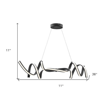 Black Two Light Metal LED Dimmable Chandelier HomeRoots