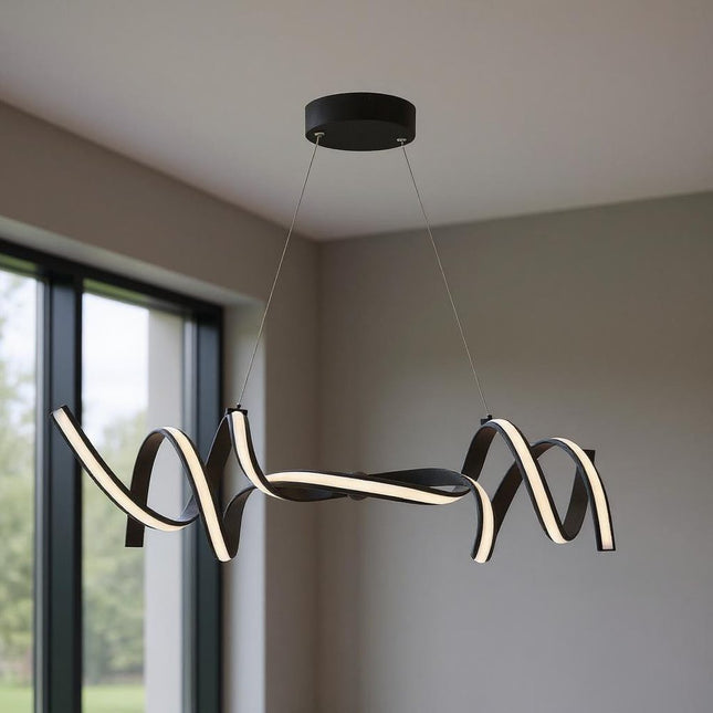 Black Two Light Metal LED Dimmable Chandelier HomeRoots
