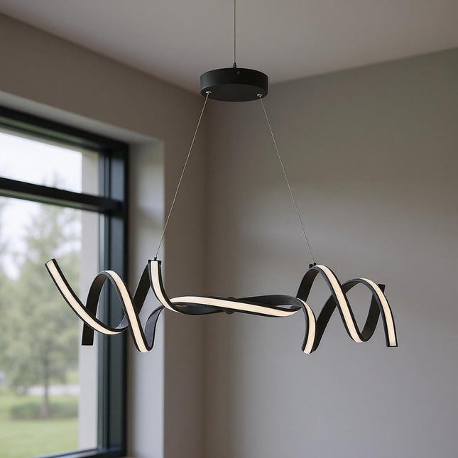 Black Two Light Metal LED Dimmable Smart Enabled Chandelier HomeRoots
