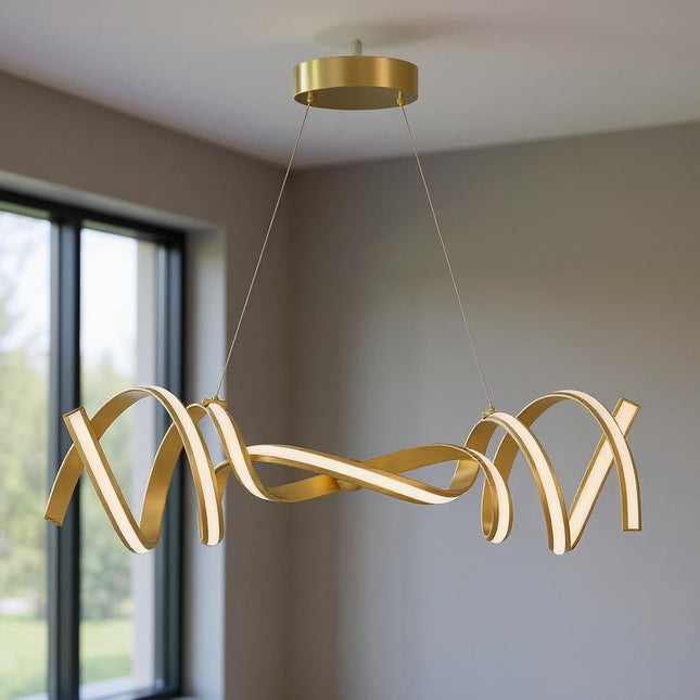 Gold Two Light Metal LED Dimmable Chandelier HomeRoots