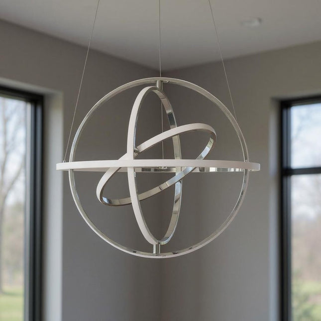 Silver Four Light Metal LED Dimmable Chandelier HomeRoots