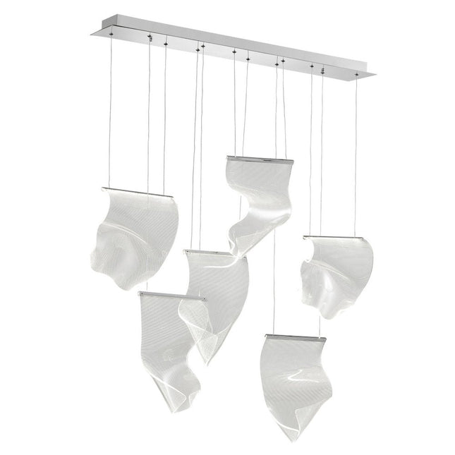 Silver And Clear Six Light Metal LED Dimmable Chandelier With Clear Shades HomeRoots