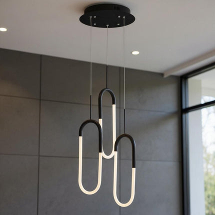 Black Three Light Metal LED Dimmable Smart Enabled Chandelier HomeRoots