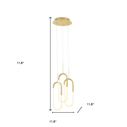 Gold Three Light Metal LED Dimmable Smart Enabled Chandelier HomeRoots