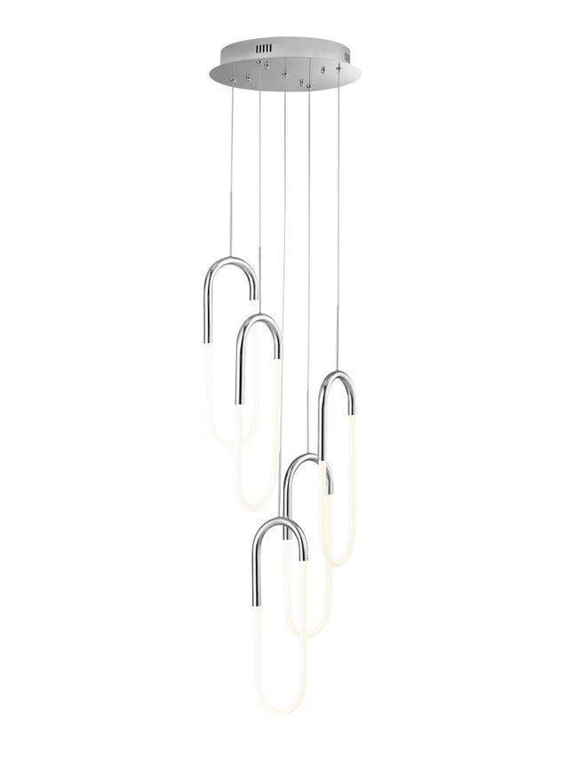 Silver Five Light Metal LED Dimmable Smart Enabled Chandelier HomeRoots