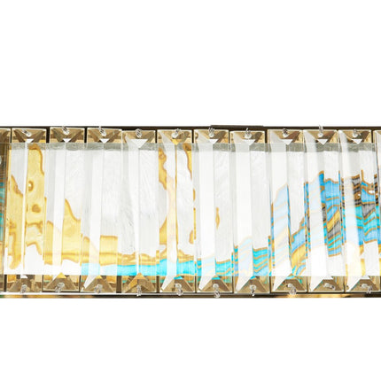 Gold Clear And Blue Geometric Crystal LED Chandelier HomeRoots