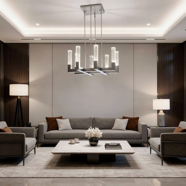 Silver Candle Style Eight Light Metal Dimmable Chandelier With Clear Shades HomeRoots