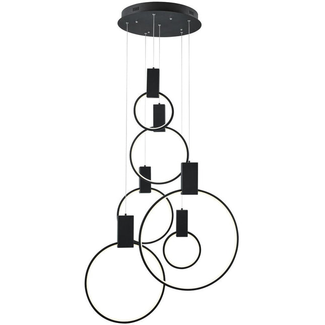 Black Geometric Six Light Metal LED Dimmable Chandelier HomeRoots