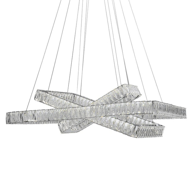 Silver And Clear Three Light Crystal LED Dimmable Chandelier HomeRoots