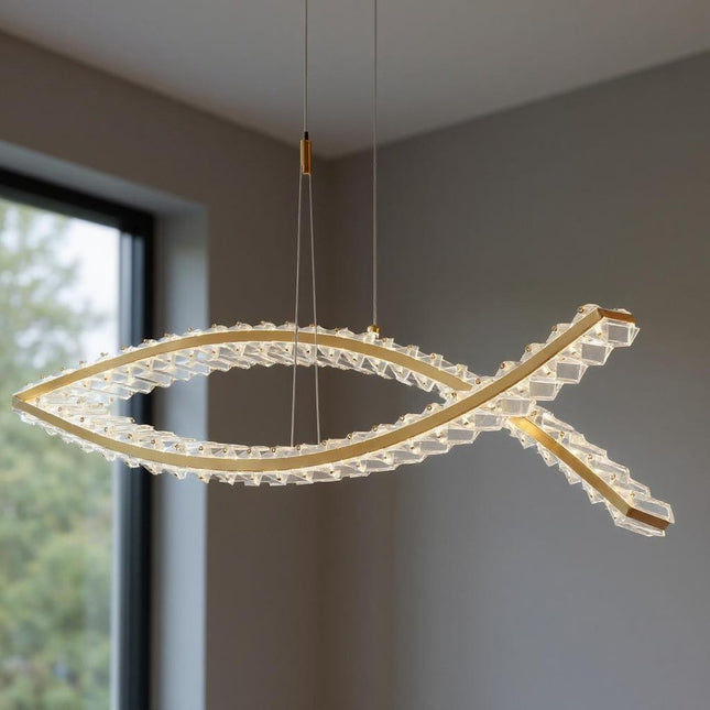 Gold And Clear Two Light Crystal LED Chandelier HomeRoots