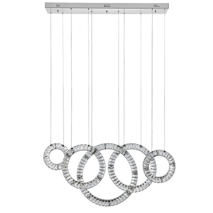 Silver And Clear Geometric Five Light Crystal LED Dimmable Chandelier HomeRoots