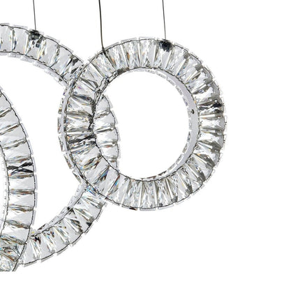 Silver And Clear Geometric Five Light Crystal LED Dimmable Chandelier HomeRoots