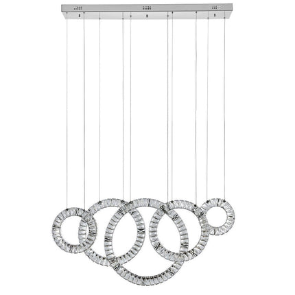 Silver And Clear Geometric Five Light Crystal LED Dimmable Chandelier HomeRoots