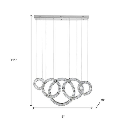 Silver And Clear Geometric Five Light Crystal LED Dimmable Chandelier HomeRoots