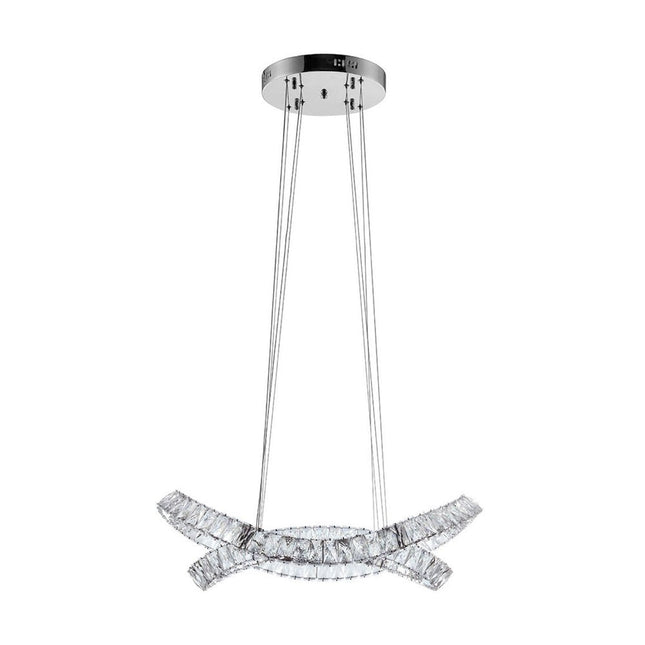 Silver And Clear Two Light Crystal LED Dimmable Chandelier HomeRoots
