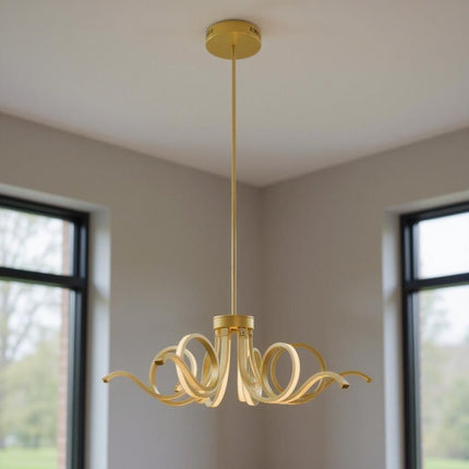 Gold Six Light Metal LED Dimmable Smart Enabled Chandelier HomeRoots
