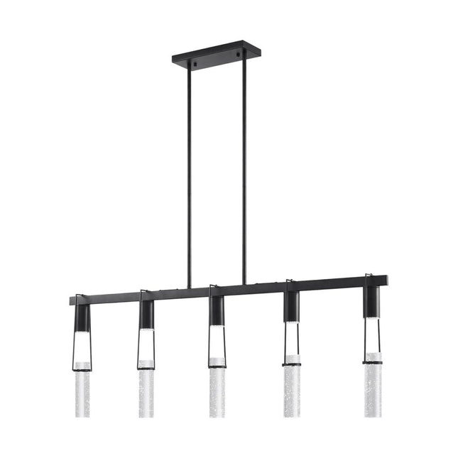 Black And Clear Five Light Metal and Faux Crystals Dimmable Smart Enabled Chandelier With Clear Shades HomeRoots
