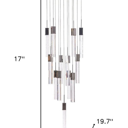 Silver And Clear Multi Light Metal Dimmable Chandelier With Clear Shades HomeRoots