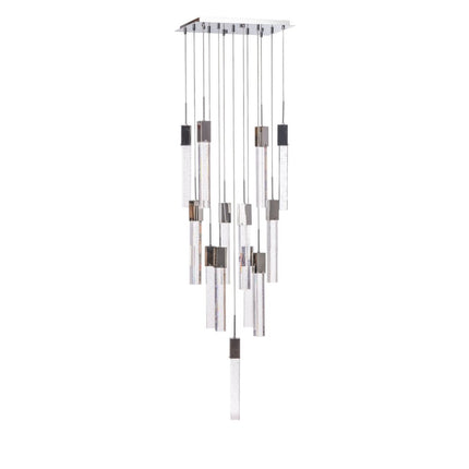 Silver And Clear Multi Light Metal Dimmable Chandelier With Clear Shades HomeRoots