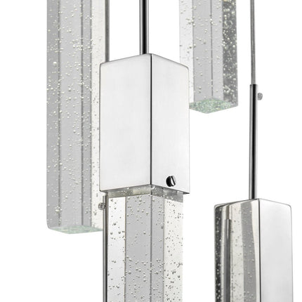 Silver And Clear Multi Light Metal Dimmable Chandelier With Clear Shades HomeRoots