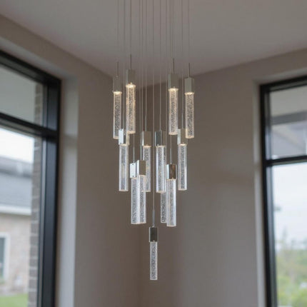 Silver And Clear Multi Light Metal Dimmable Chandelier With Clear Shades HomeRoots