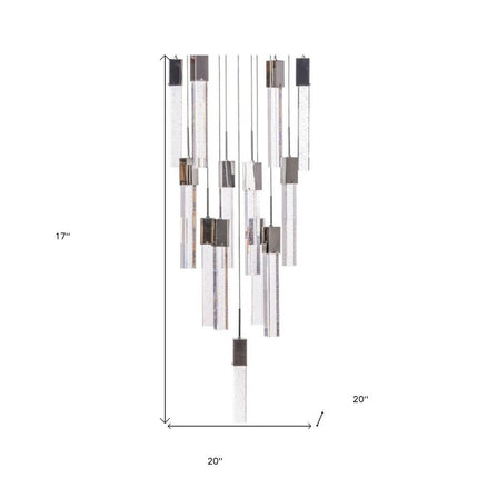 Silver And Clear Multi Light Metal Dimmable Chandelier With Clear Shades HomeRoots