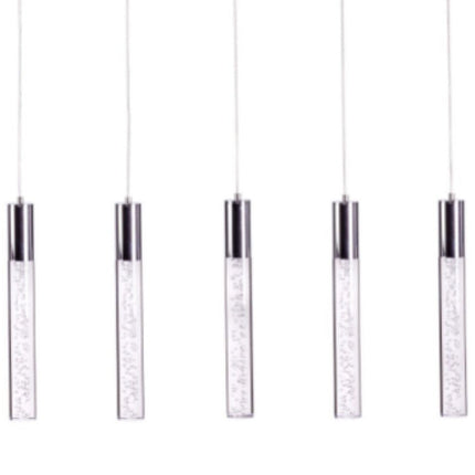 Silver And Clear Five Light Metal Dimmable Chandelier With Clear Shades HomeRoots