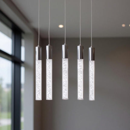 Silver And Clear Five Light Metal Dimmable Chandelier With Clear Shades HomeRoots