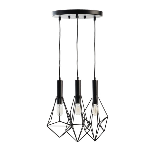 Black And Clear Three Light Metal Chandelier With Black Shades HomeRoots